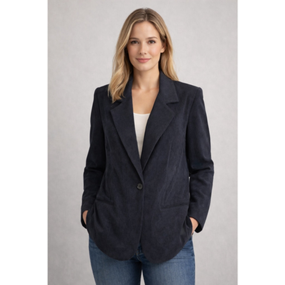 Briggs Vintage Velvet Button Black Blazer Business Petite 8P